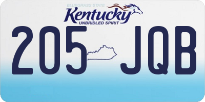 KY license plate 205JQB