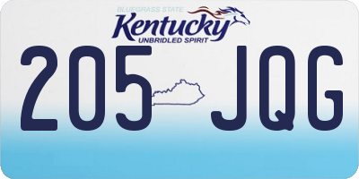 KY license plate 205JQG