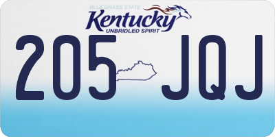 KY license plate 205JQJ