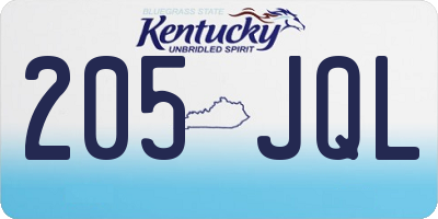 KY license plate 205JQL
