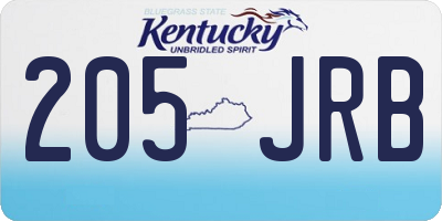 KY license plate 205JRB