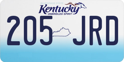KY license plate 205JRD