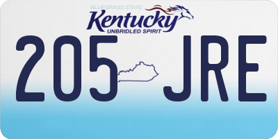 KY license plate 205JRE