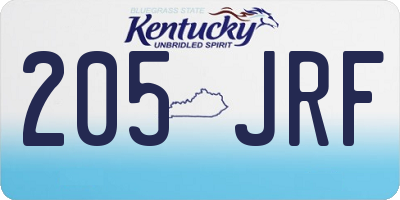 KY license plate 205JRF