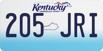 KY license plate 205JRI