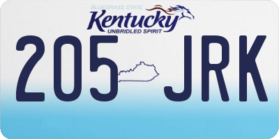 KY license plate 205JRK