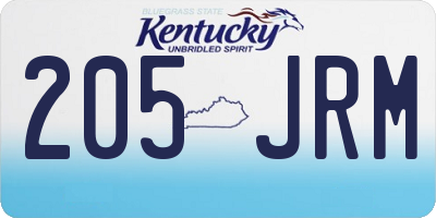 KY license plate 205JRM