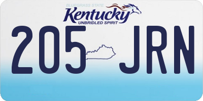 KY license plate 205JRN
