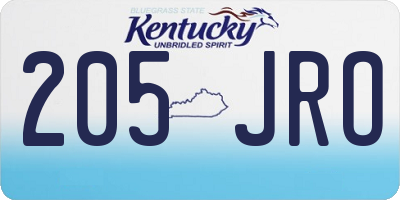 KY license plate 205JRO