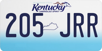 KY license plate 205JRR