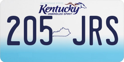 KY license plate 205JRS
