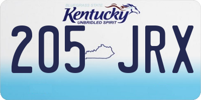 KY license plate 205JRX