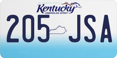 KY license plate 205JSA