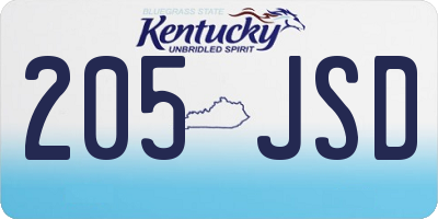 KY license plate 205JSD