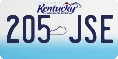 KY license plate 205JSE