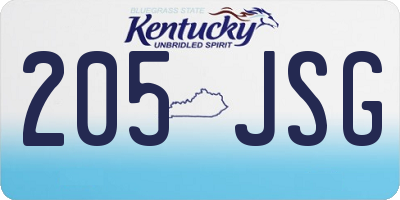 KY license plate 205JSG