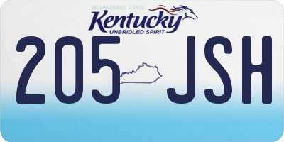KY license plate 205JSH