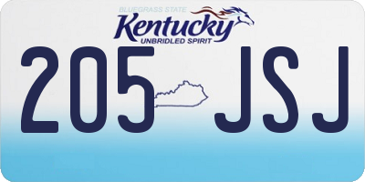 KY license plate 205JSJ