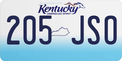 KY license plate 205JSO