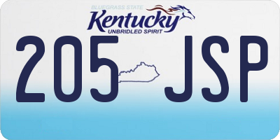 KY license plate 205JSP