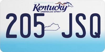 KY license plate 205JSQ