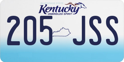 KY license plate 205JSS