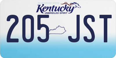 KY license plate 205JST