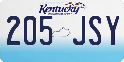 KY license plate 205JSY