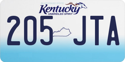 KY license plate 205JTA