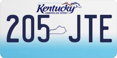 KY license plate 205JTE