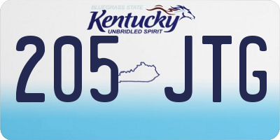 KY license plate 205JTG