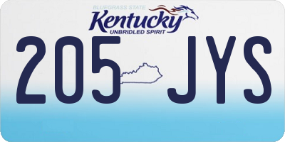 KY license plate 205JYS
