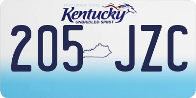 KY license plate 205JZC