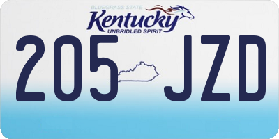 KY license plate 205JZD