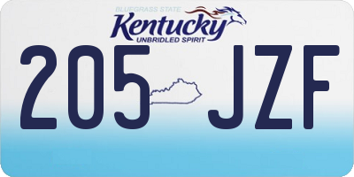 KY license plate 205JZF