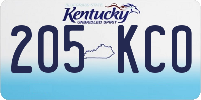 KY license plate 205KCO