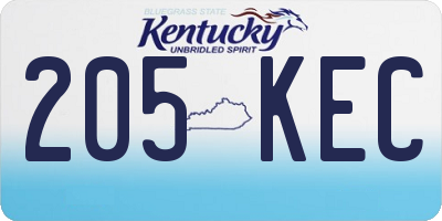 KY license plate 205KEC