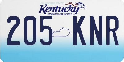 KY license plate 205KNR
