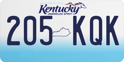 KY license plate 205KQK
