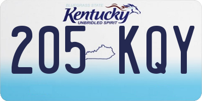 KY license plate 205KQY