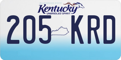 KY license plate 205KRD