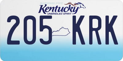 KY license plate 205KRK
