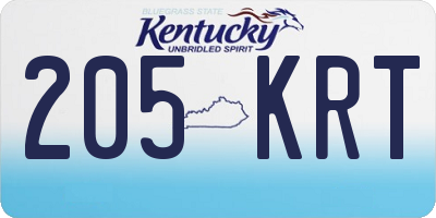 KY license plate 205KRT