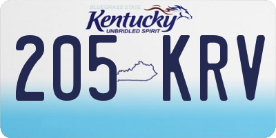 KY license plate 205KRV