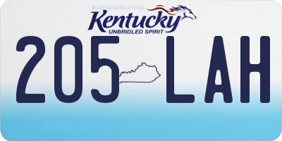 KY license plate 205LAH