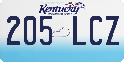 KY license plate 205LCZ