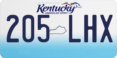 KY license plate 205LHX