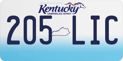 KY license plate 205LIC