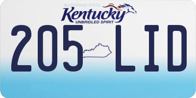 KY license plate 205LID