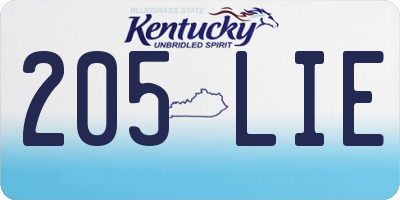KY license plate 205LIE
